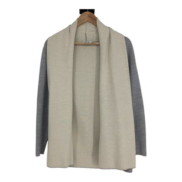 Aritzia Babaton Beekmen Grey Creme Merino Wool Open Cardigan Pockets  XS - Picture 8 of 16